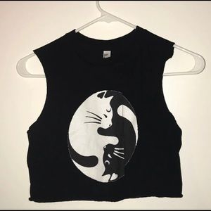 American Apparel Black Cat Tank Crop Top